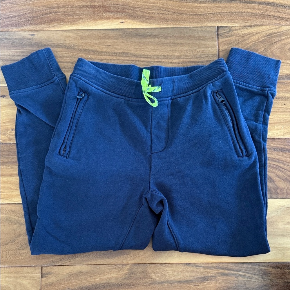 Crewcuts Kids’ Slim-Loucy Jogger Pant with Neon Tie in Navy Terry
